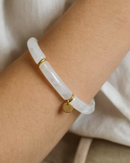 Élora blanche - Bracelet en acier inoxydable