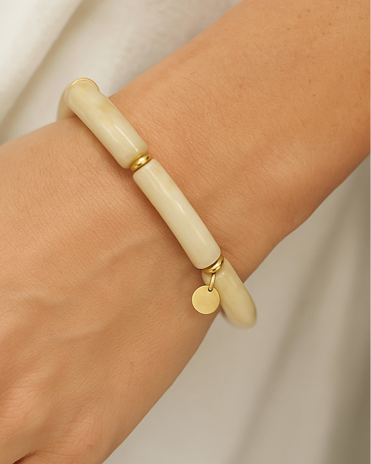 Élora beige - Bracelet en acier inoxydable