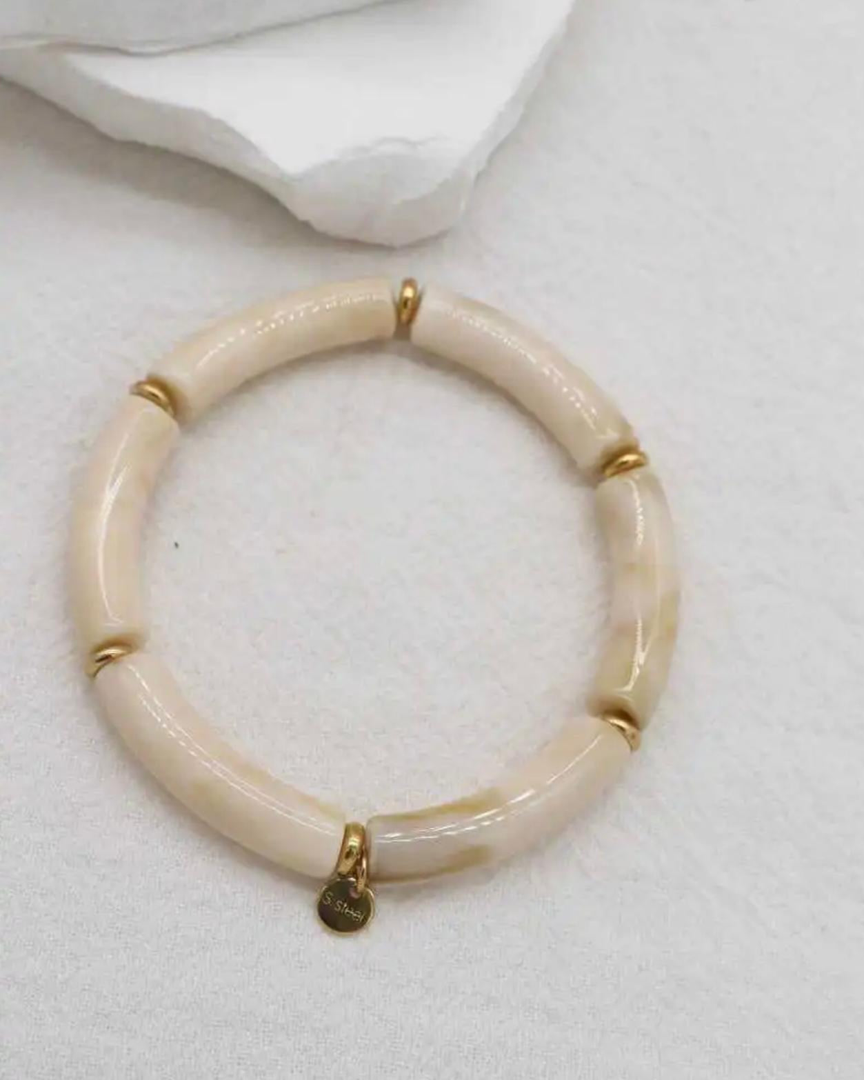 Élora beige - Bracelet en acier inoxydable