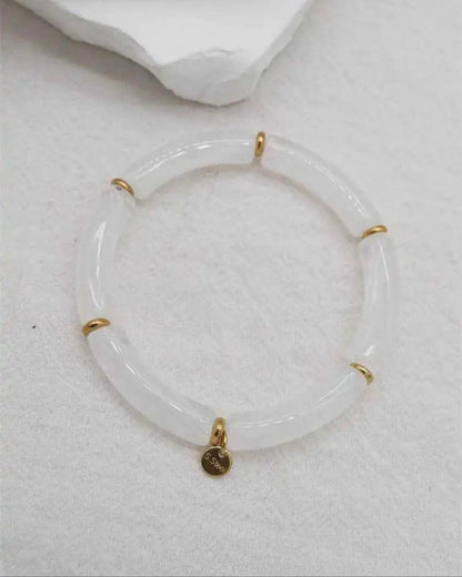 Élora blanche - Bracelet en acier inoxydable