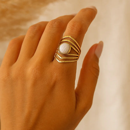 Perle de jour - Bague en acier inoxydable