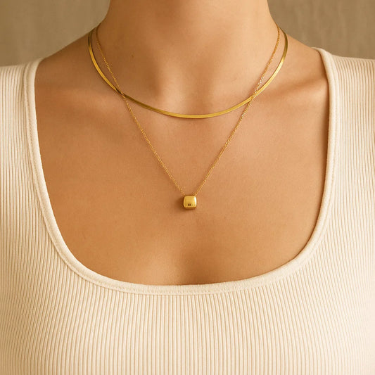 Linéa Cube - Collier en acier inoxydable