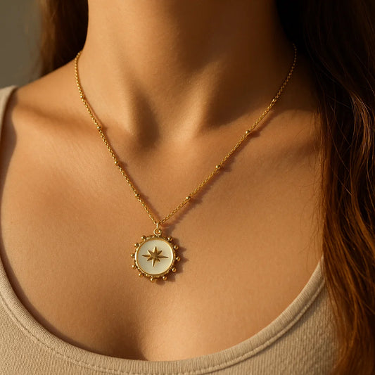 Pôle blanc - Collier en acier inoxydable