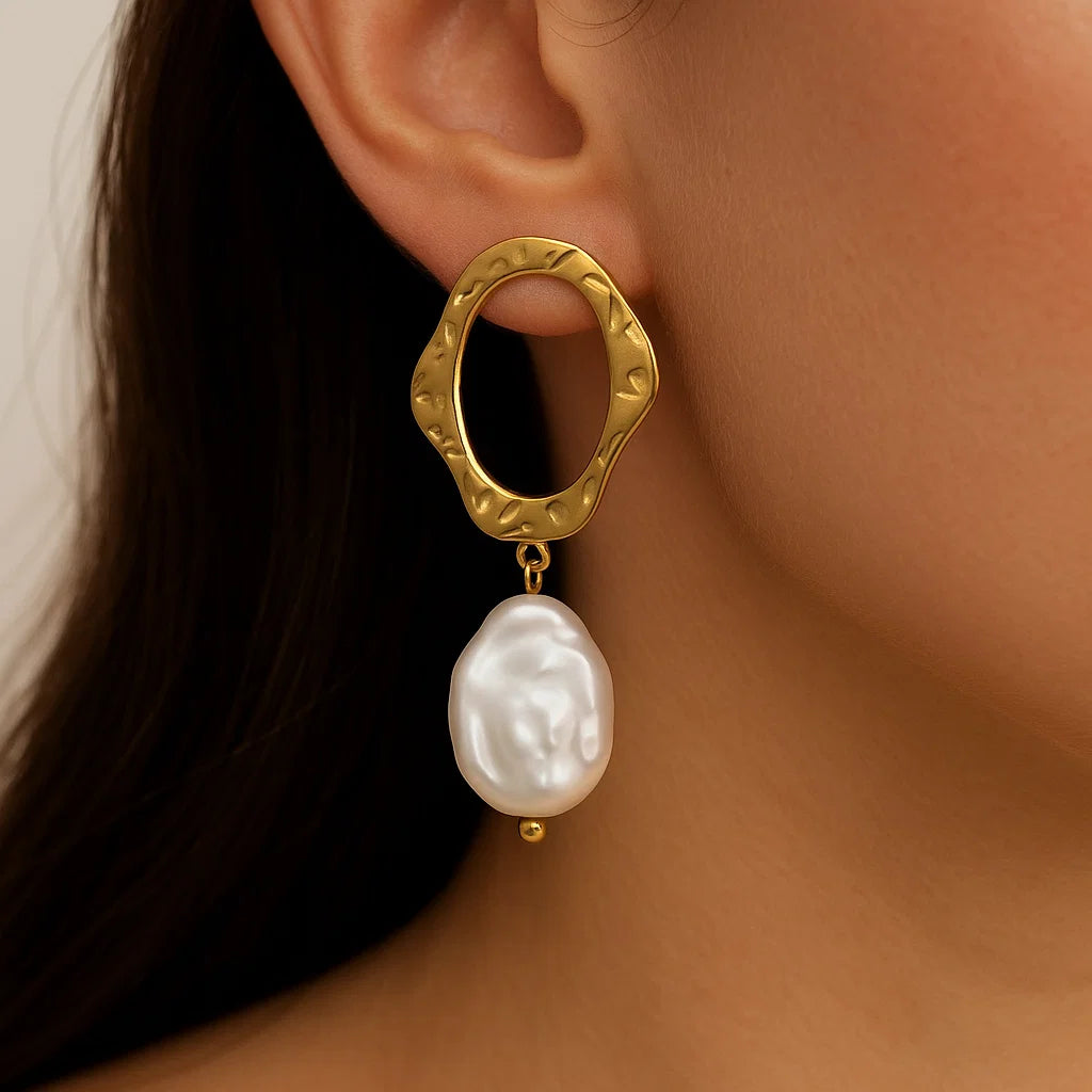 Perla Onda - Boucles d'oreilles en acier inoxydable