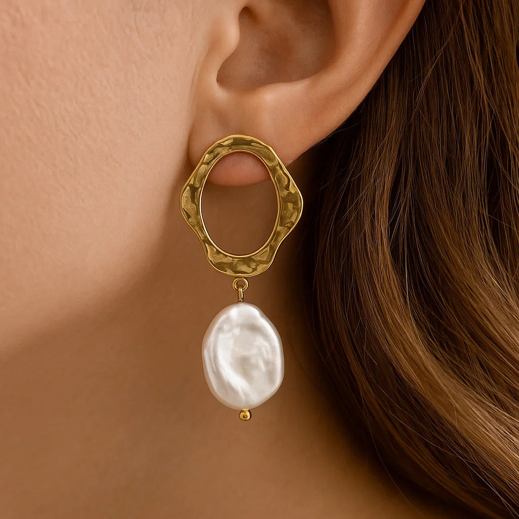 Perla Onda - Boucles d'oreilles en acier inoxydable