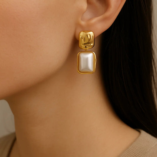 Perla Sculptura - Boucles d'oreilles en acier inoxydable