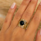 Perline noire- Bague en acier inoxydable