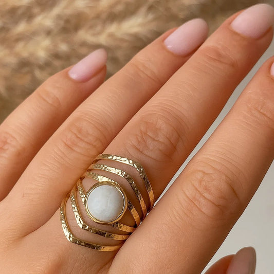 Perle de jour - Bague en acier inoxydable